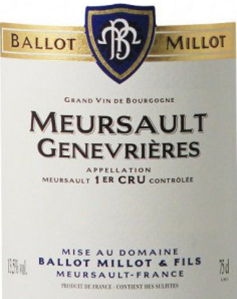 Bottle of 2016 Meursault 1er Cru Les Genevrieres, Domaine Ballot-Millot, Burgundy, France - Caviste Wine
