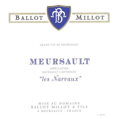 Bottle of 2016 Meursault 1er Cru Les Narvaux, Domaine Ballot-Millot, Burgundy, France - Caviste Wine
