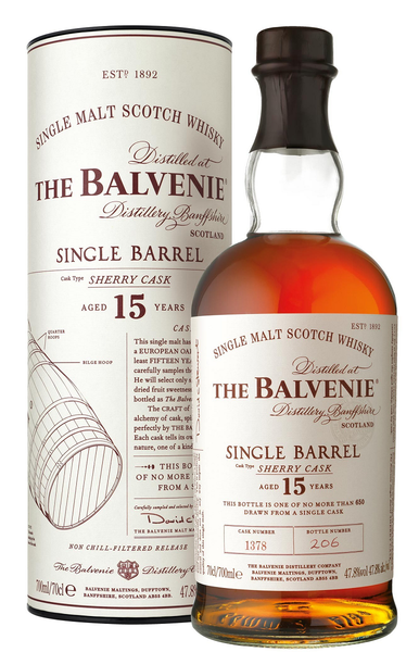 Balvenie 15-Year-Old Single Barrel, Sherry Cask Single Malt Scotch Whisky