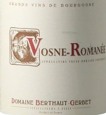 Bottle of 2016 Vosne Romanee, Domaine Berthaud Gerbet, Burgundy, France - Caviste Wine