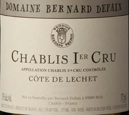 Bottle of 2016 Chablis 1er Cru Côte de Lechet, Bernard Defaix, Rully, Burgundy, France - Caviste Wine