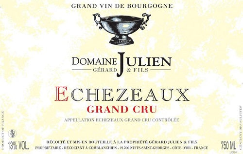 Bottle of 2016 Echezeaux Grand Cru, Domaine Gerard Julien, Burgundy, France - Caviste Wine