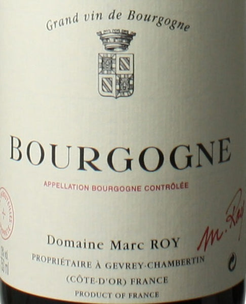 Bottle of 2016 Bourgogne Rouge, Domaine Marc Roy, Burgundy, France - Caviste Wine