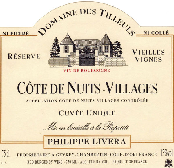 Bottle of 2016 Cotes de Nuits Villages, Domaine Philippe Livera, Burgundy, France - Caviste Wine