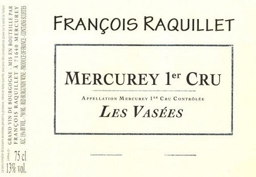 Bottle of 2016 Mercurey Rouge Les Vasees, Domaine Raquillet, Burgundy, France - Caviste Wine