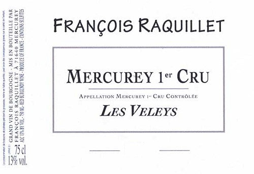 Bottle of 2016 Mercurey Blanc 1er Cru Veleys, Domaine Raquillet, Burgundy, France - Caviste Wine