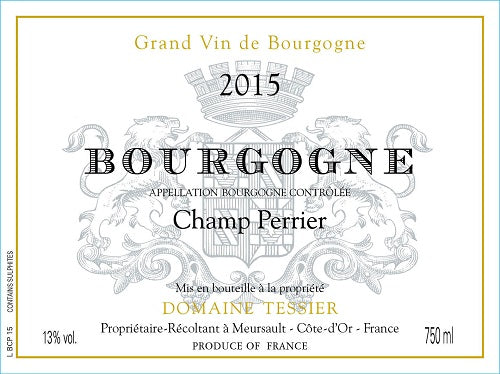 Bottle of 2016 Bourgogne Blanc Champ Perrier, Arnaud Tessier, Burgundy, France - Caviste Wine