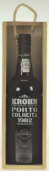 Bottle of 1982 Krohn Colheita Port (wooden box) - Caviste Wine